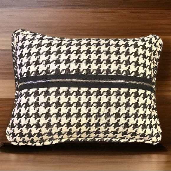 Houndstooth Black and White Accent Pillow - Picture 3 of 4